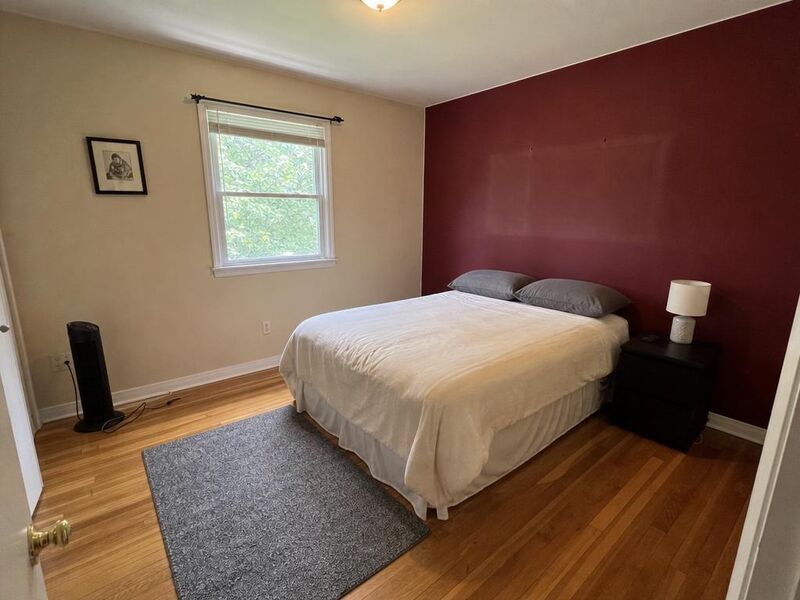 Before — A bedroom wall with two colour options shown side-by-side.
