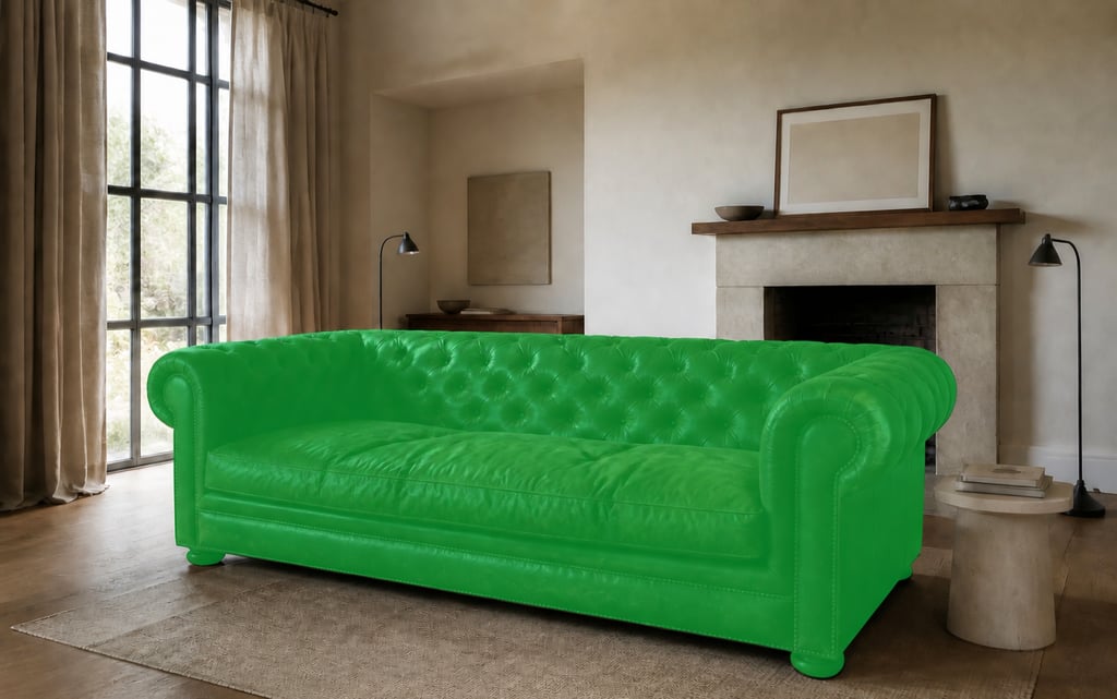 Before — A living room where a single sofa has been replaced.