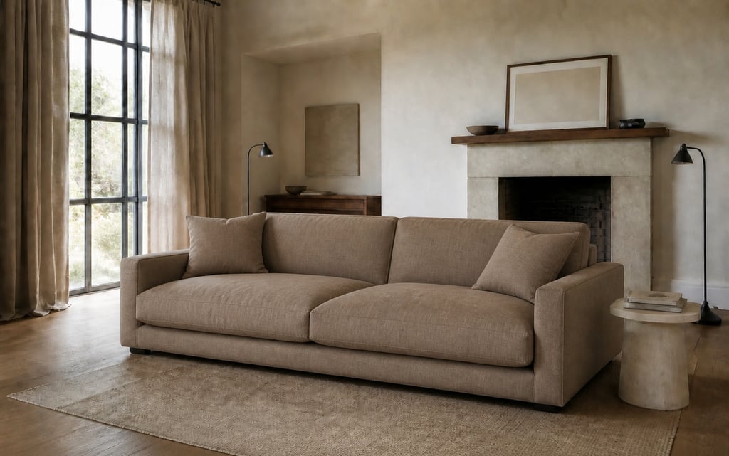 A living room where a single sofa has been replaced.