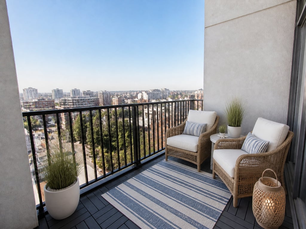 Bare balcony → Coastal retreat after