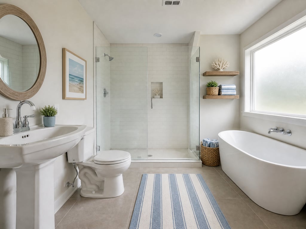 Plain bathroom → Coastal refresh after