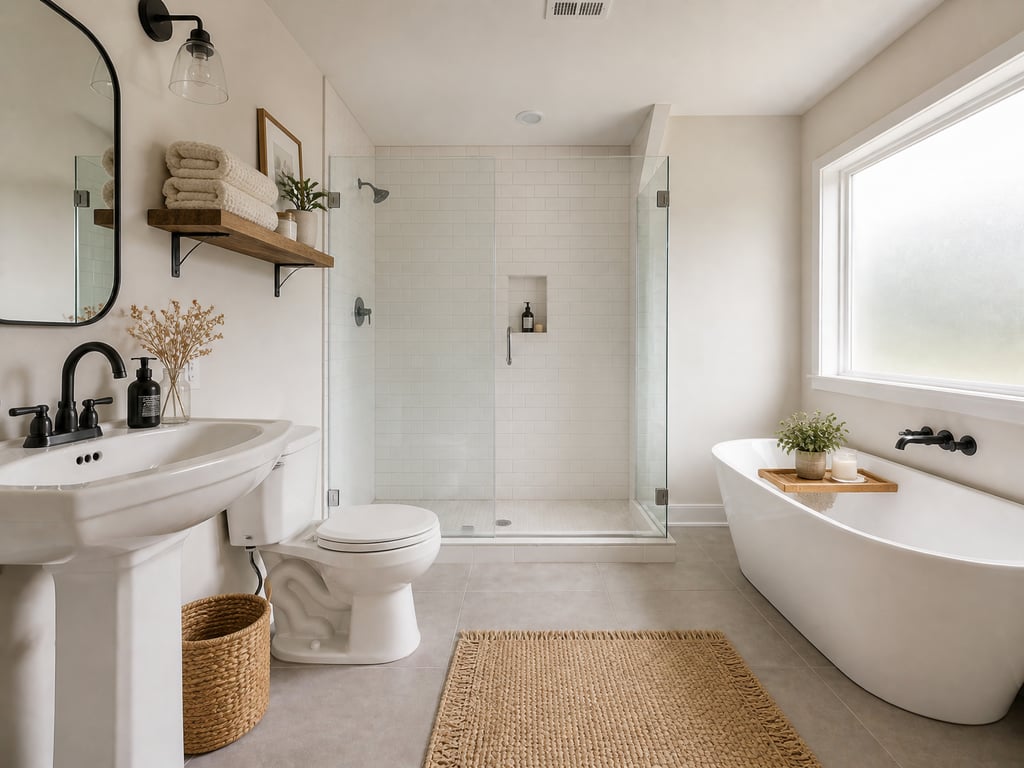 Plain bathroom → Farmhouse refresh after
