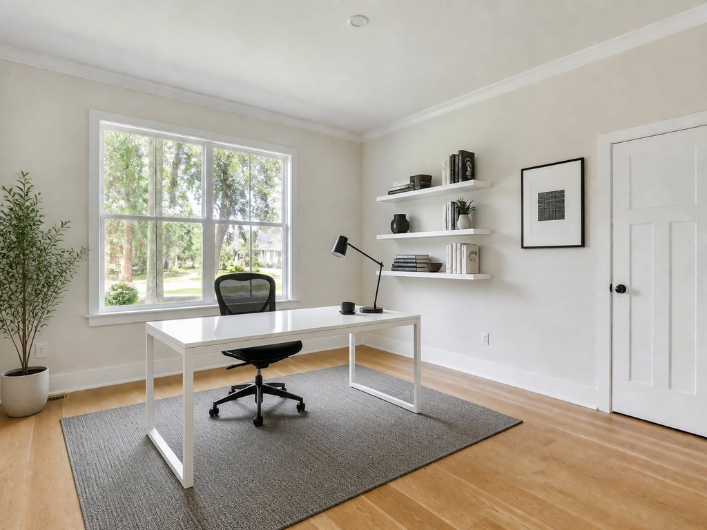 Empty room → Modern home office after