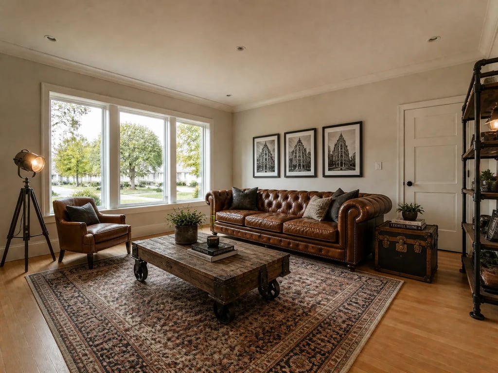 A room with industrial virtual staging