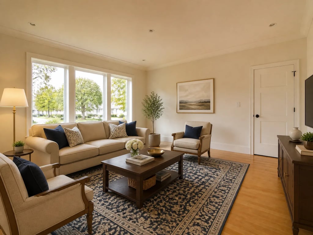 A room with transitional virtual staging
