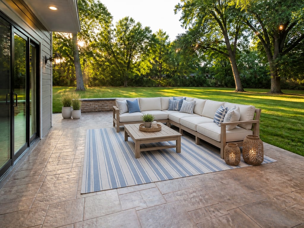 Empty patio → Coastal outdoor after