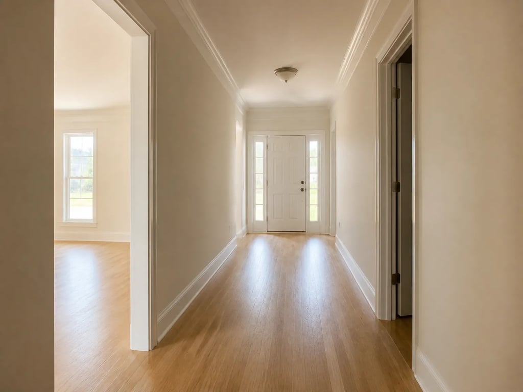 Empty hallway before virtual staging