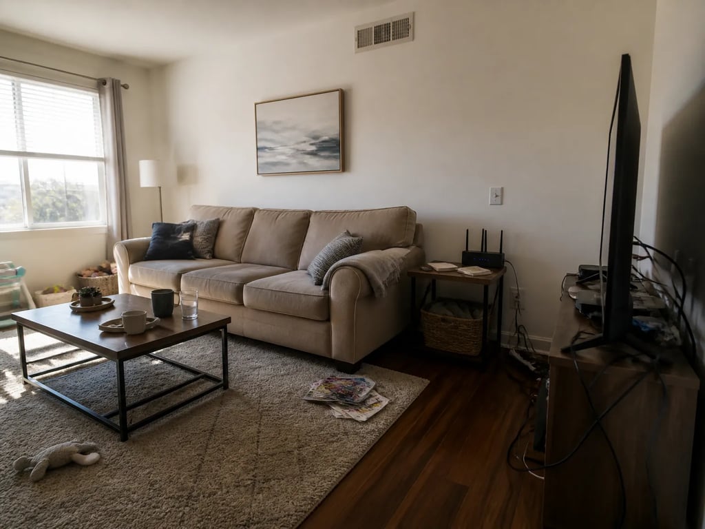 Lived-in unit declutter (before)