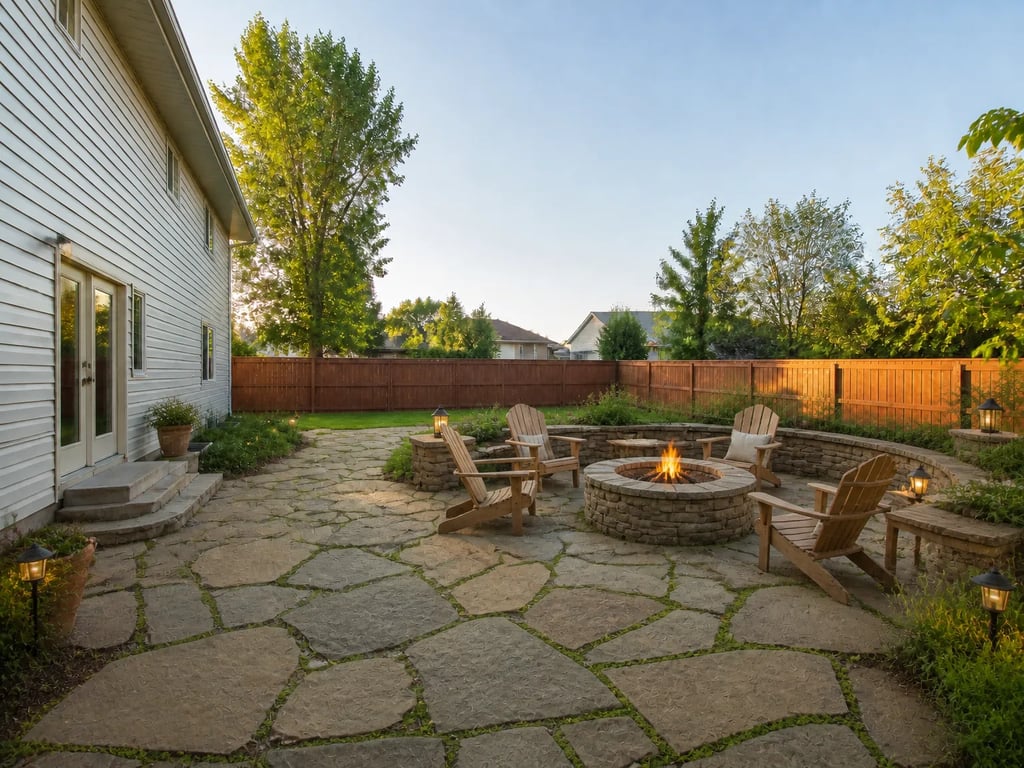 After — Flagstone firepit